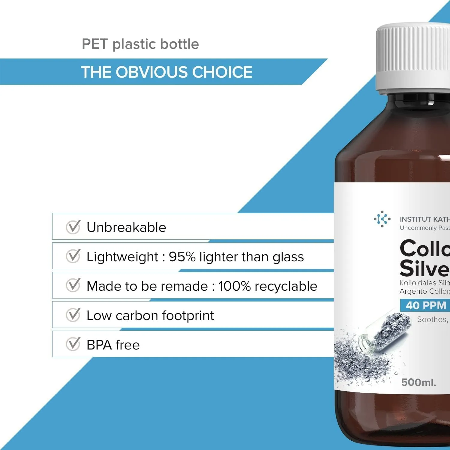 Colloidal Silver Liquid 3.4 fl oz Spray  Bioactive Hydrosol Silver Water  Natural Nano Sol Supplement Solution  Ionic Minerals 40 PPM  Organic Structured Colloidal Spray