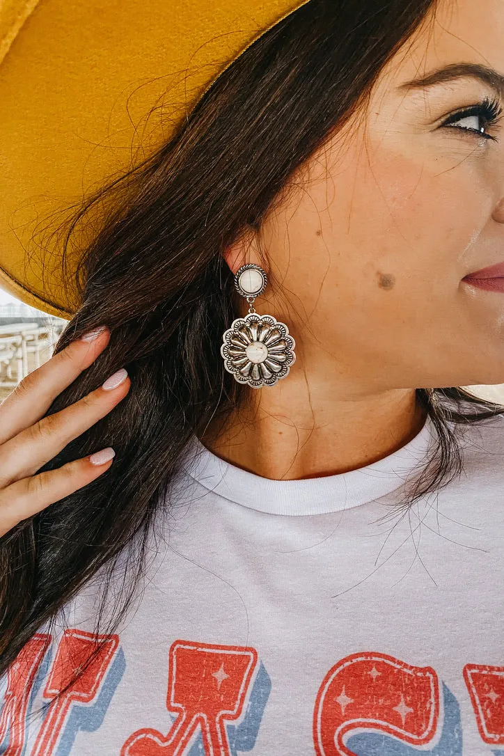 Concho Center Stone Earring | 3 COLORS