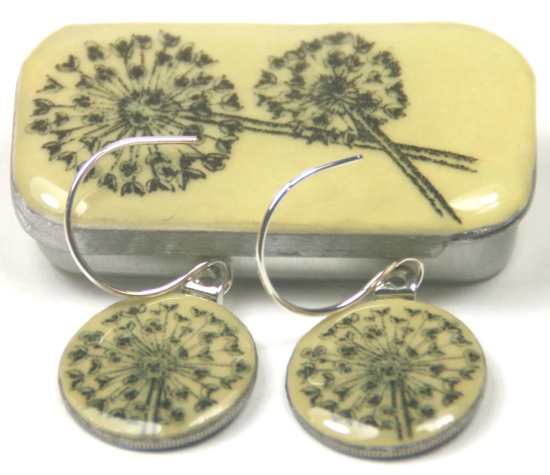 Cottage Garden Sixpence Earrings and Teeny Tiny Tin - Allium