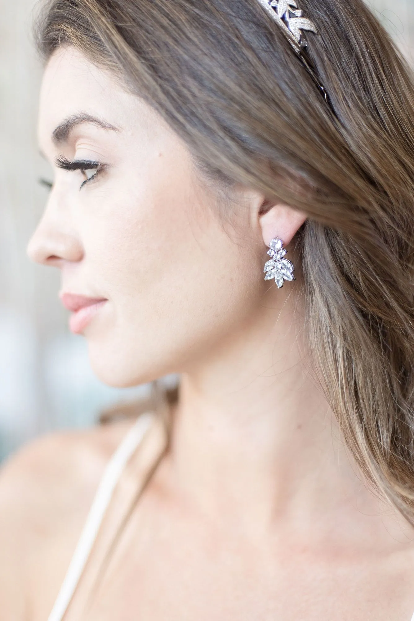 CRESSIDA Silver Simulated Diamond Cluster Earrings