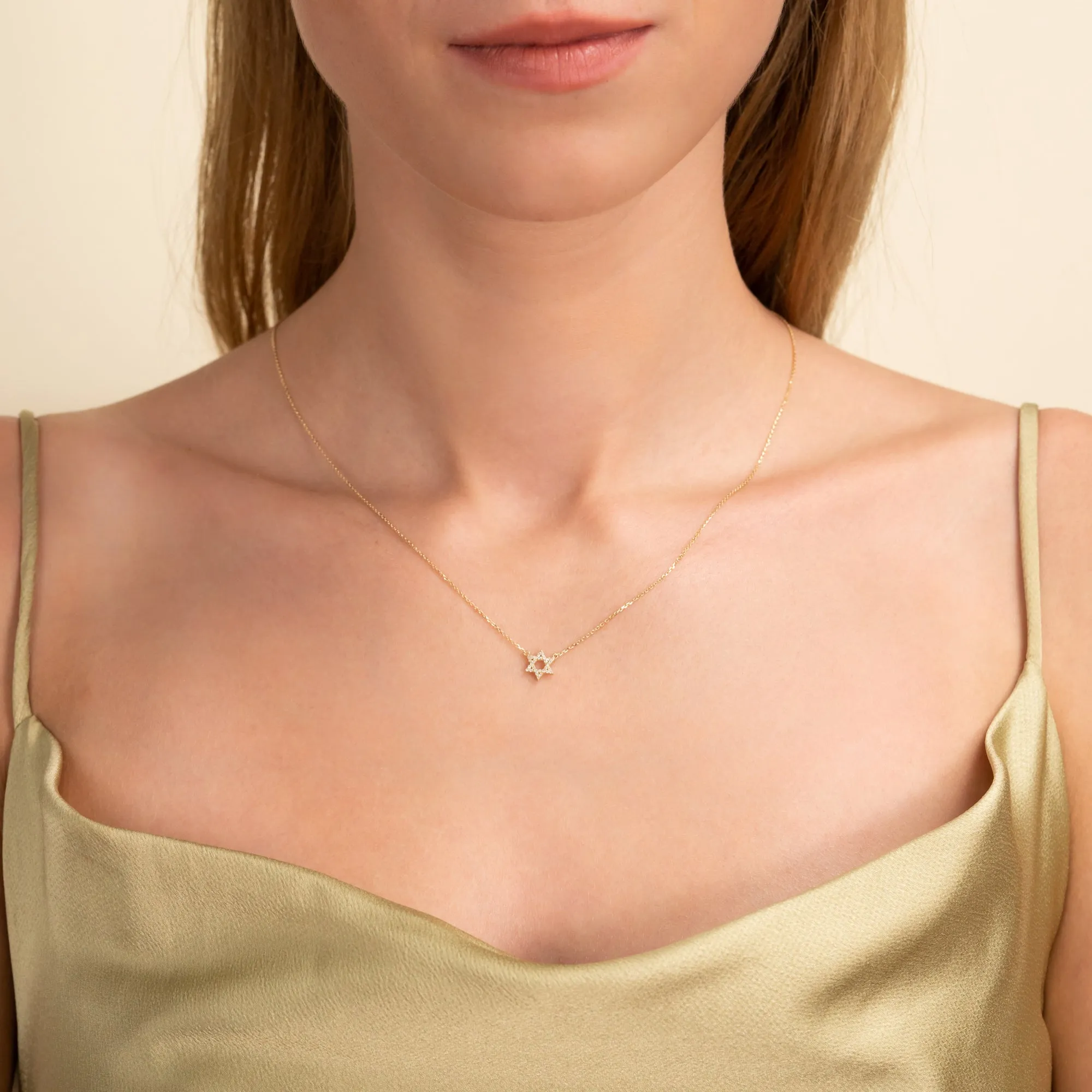 Dainty Diamond Star of David Necklace, Adara