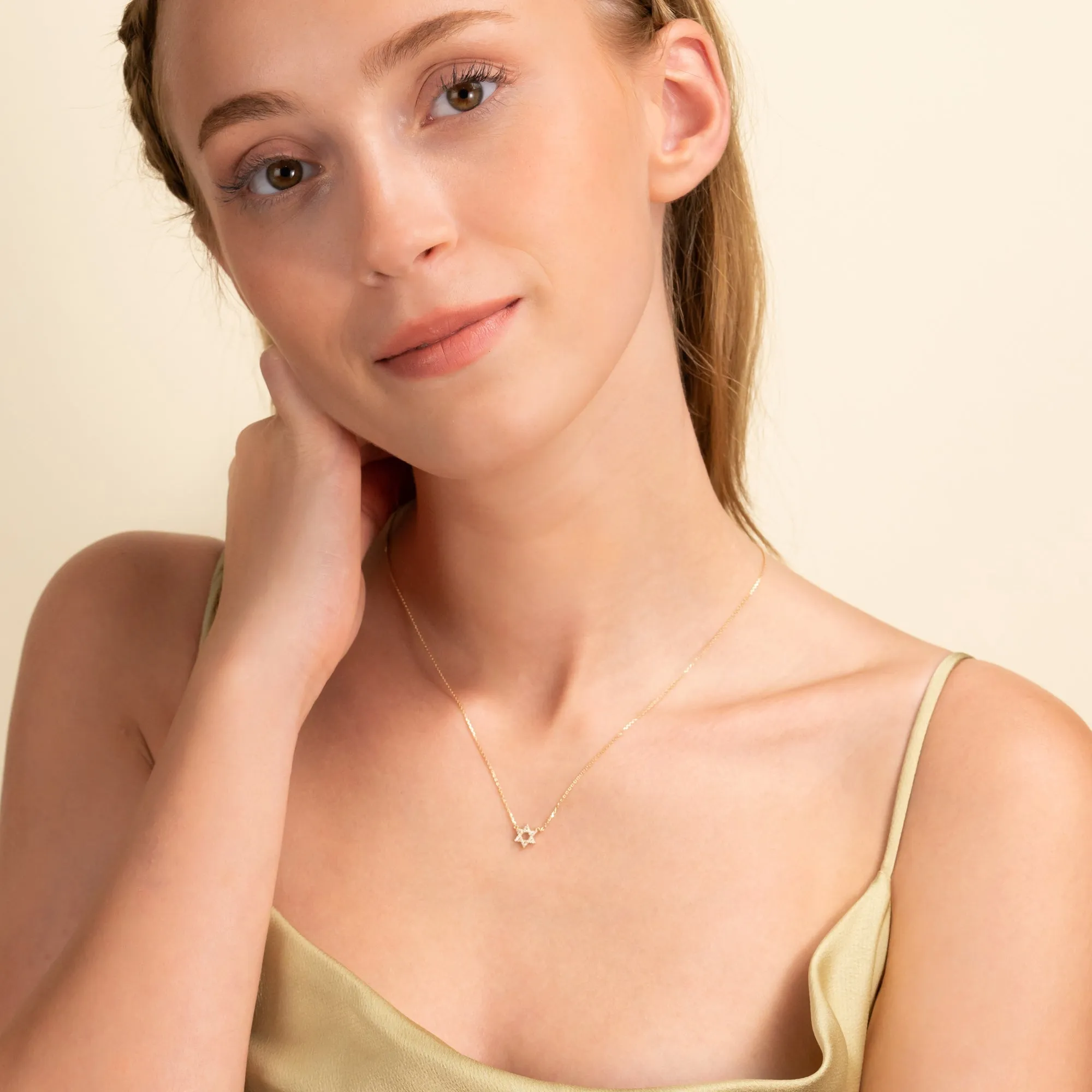 Dainty Diamond Star of David Necklace, Adara