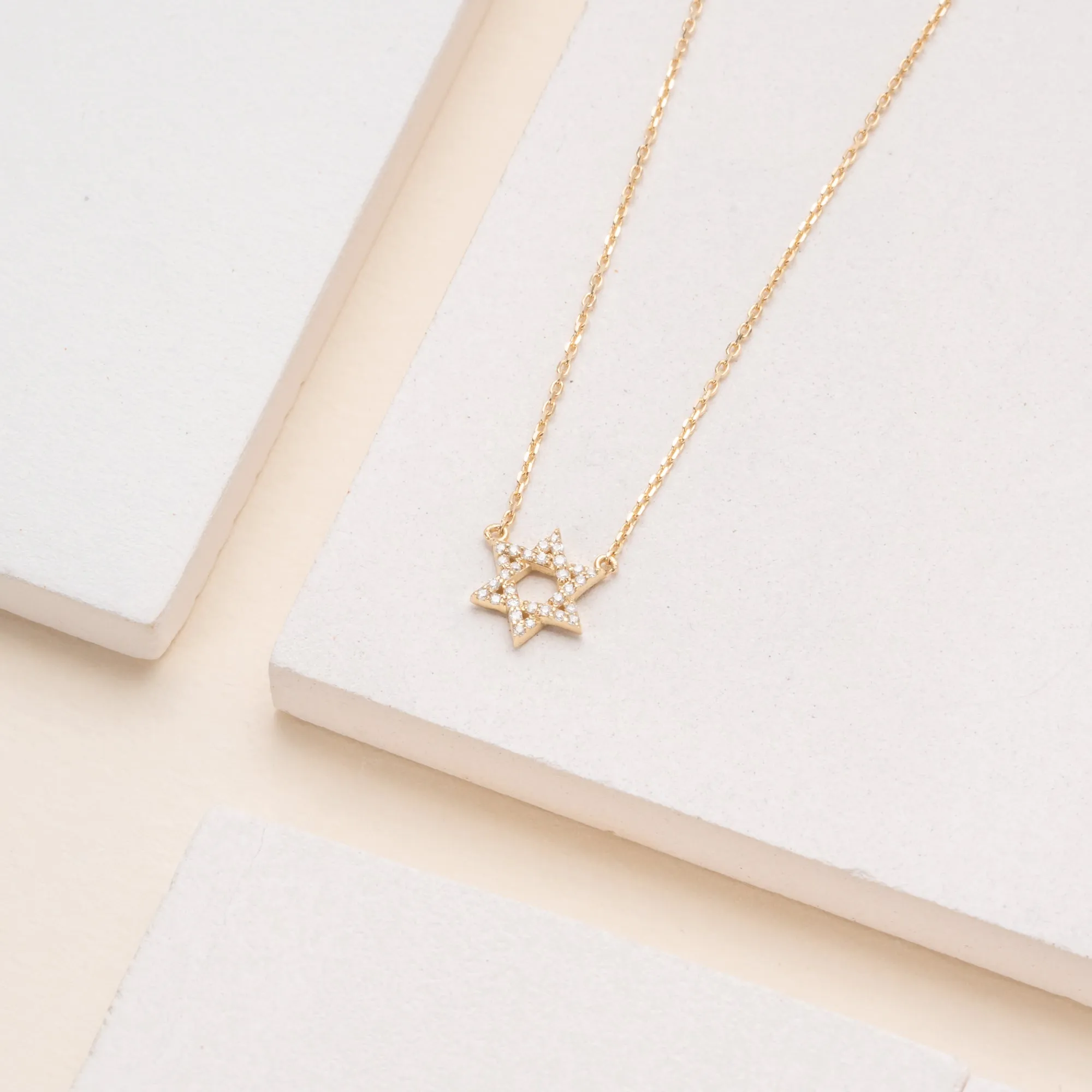 Dainty Diamond Star of David Necklace, Adara