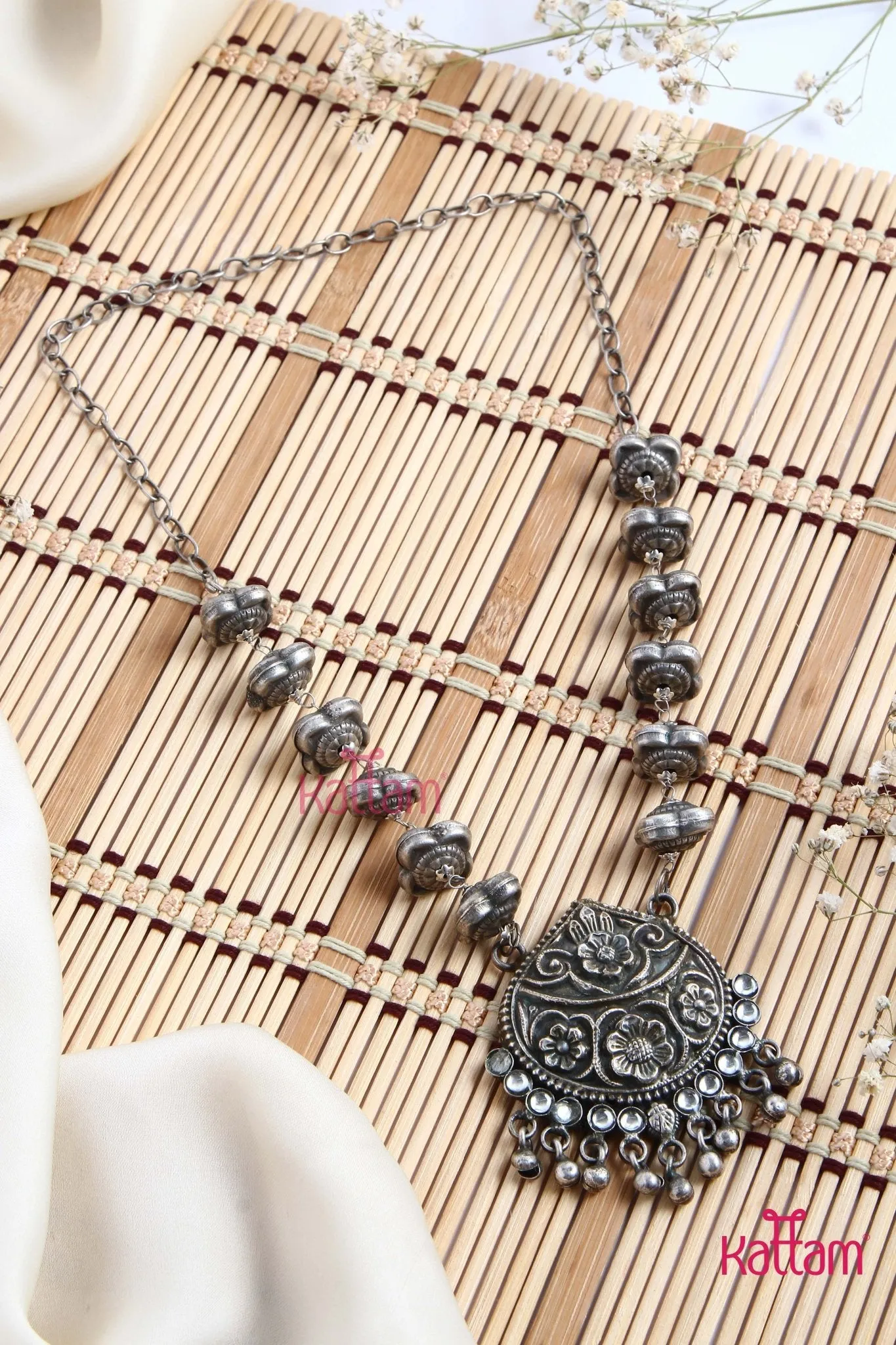 Designer Oxidised Silver Chain - Design 3