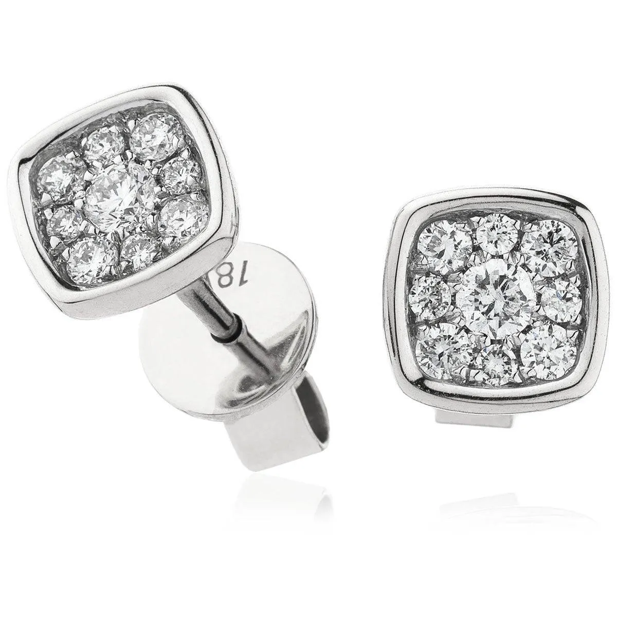 DIAMOND CLUSTER RUB OVER SETTING EARRINGS