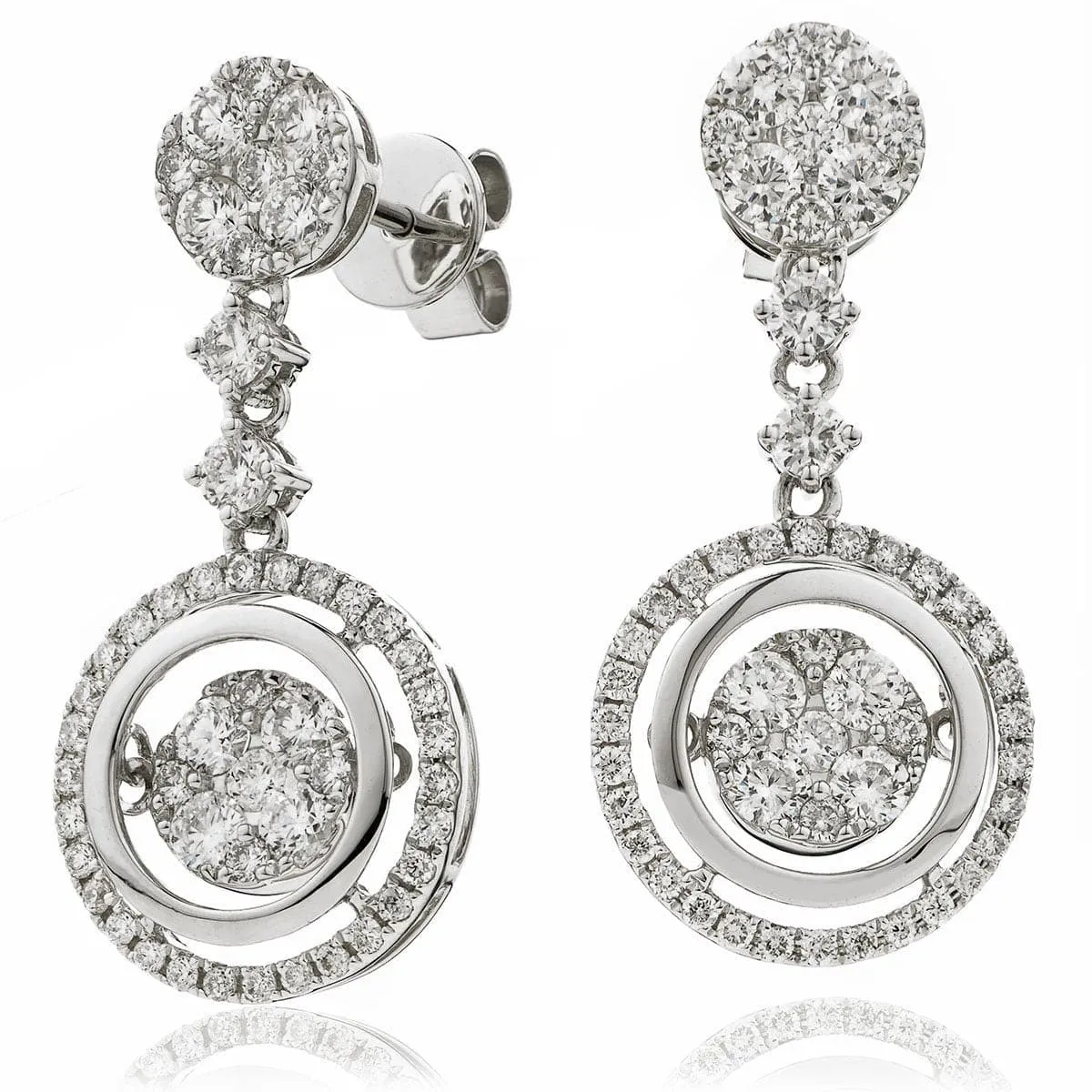 DIAMOND FANCY MOVEABLE EARRINGS IN 18K WHITE GOLD