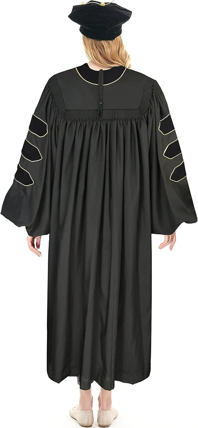 Doctoral Tam with Gold Bullion Tassel Unisex Black Velvet Graduation Tam
