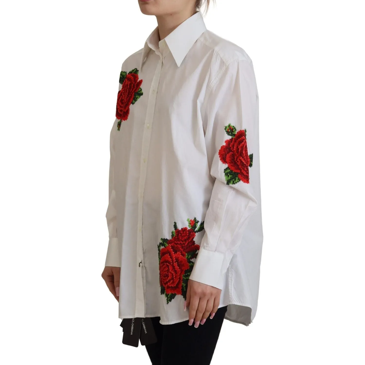 Dolce & Gabbana Elegant Floral Embroidered Silk Blend Shirt