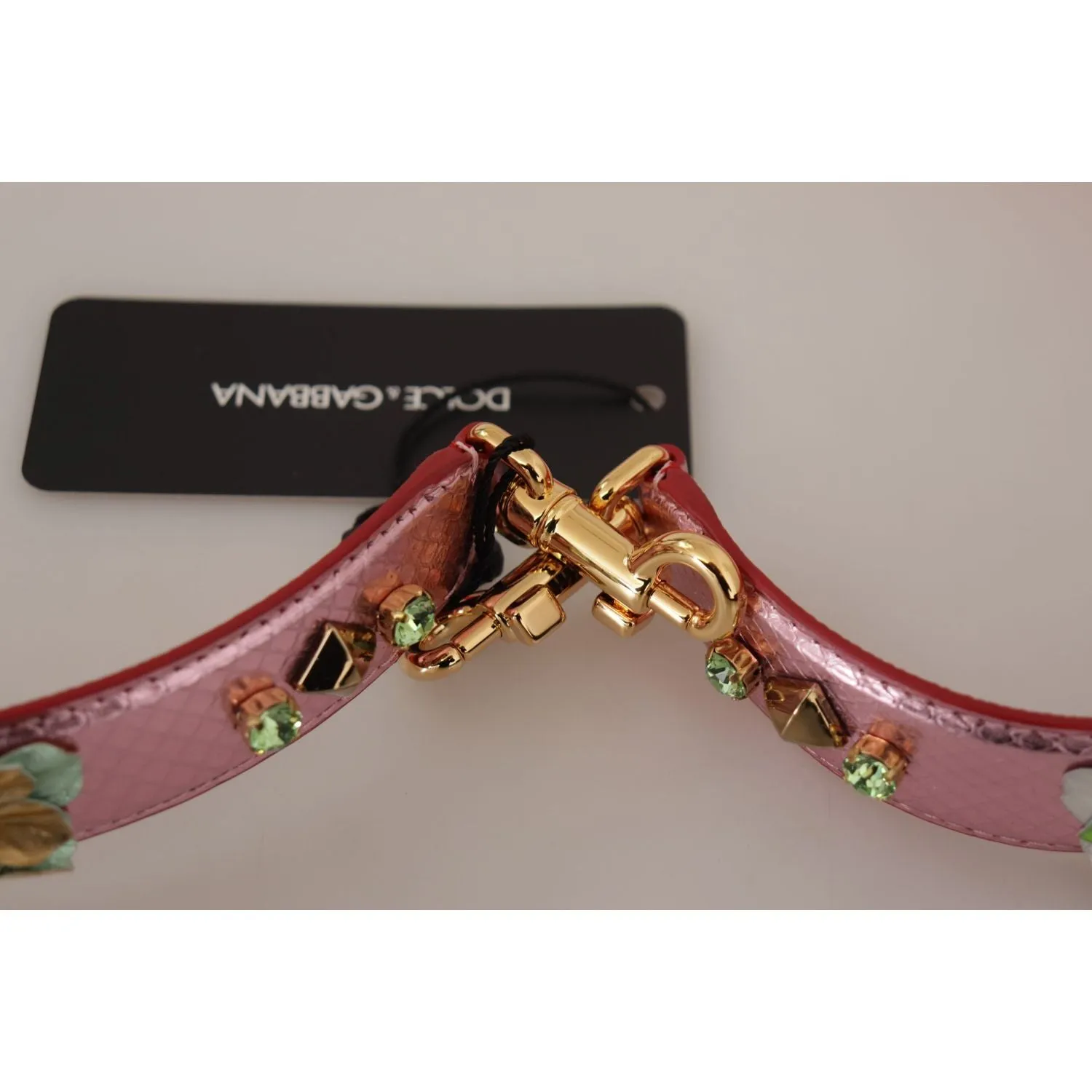 Dolce & Gabbana Elegant Metallic Pink Leather Shoulder Strap