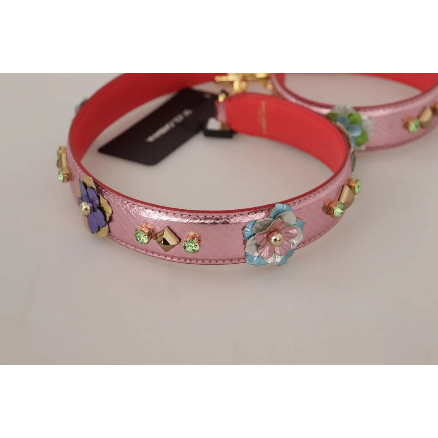 Dolce & Gabbana Elegant Metallic Pink Leather Shoulder Strap