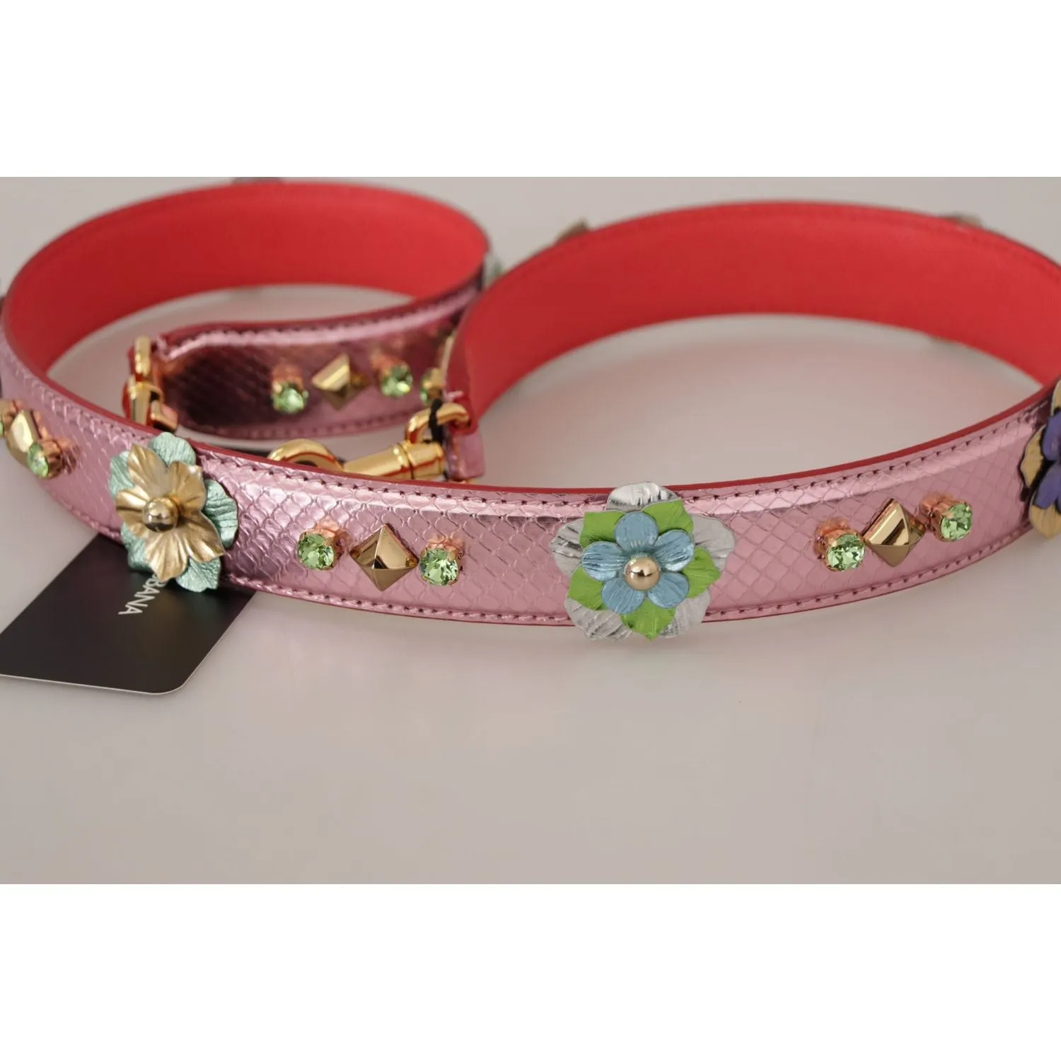 Dolce & Gabbana Elegant Metallic Pink Leather Shoulder Strap