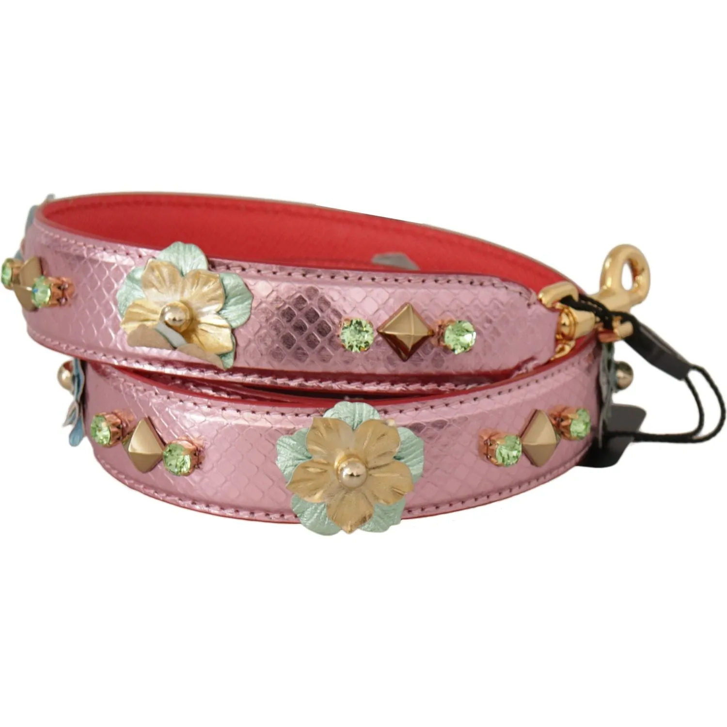 Dolce & Gabbana Elegant Metallic Pink Leather Shoulder Strap