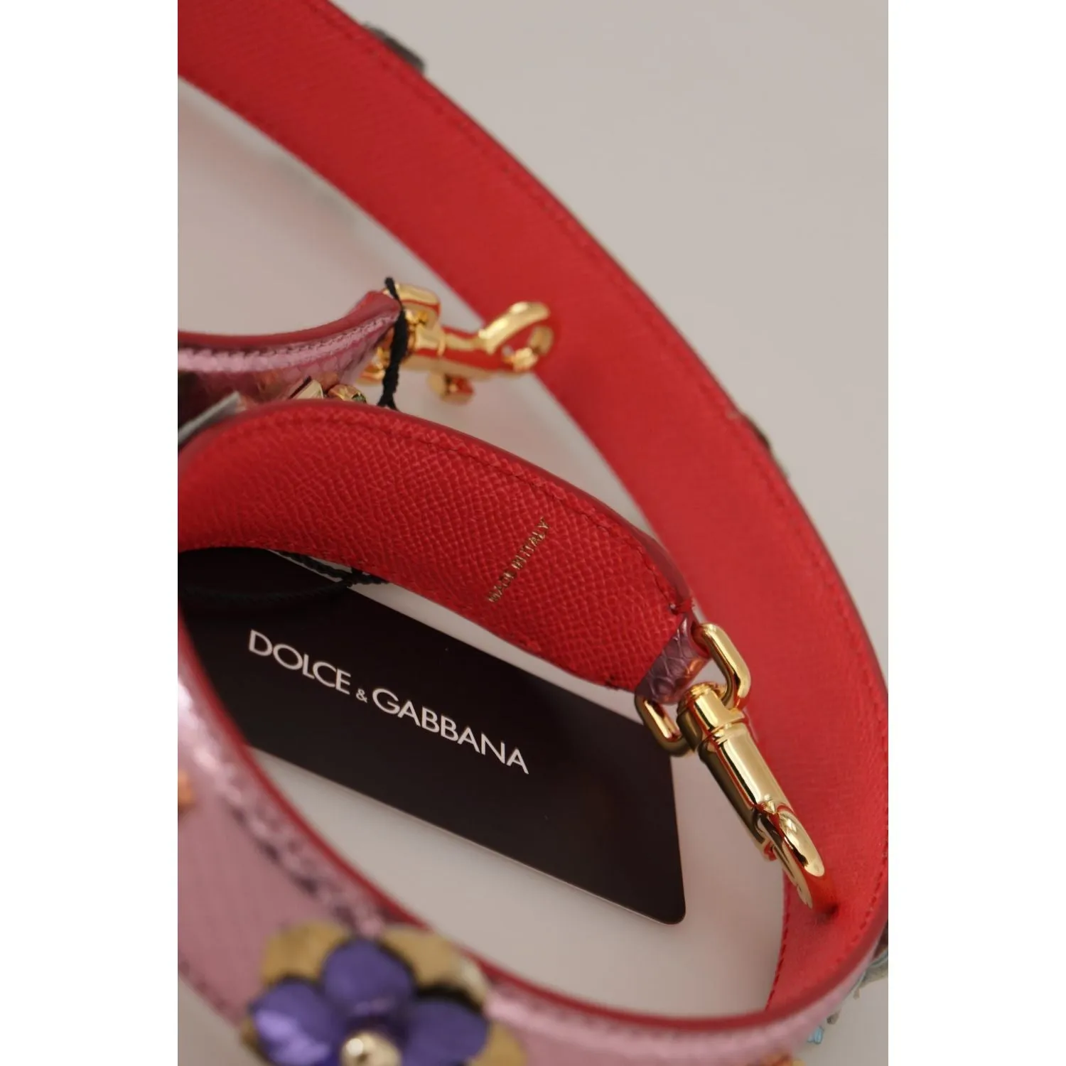Dolce & Gabbana Elegant Metallic Pink Leather Shoulder Strap