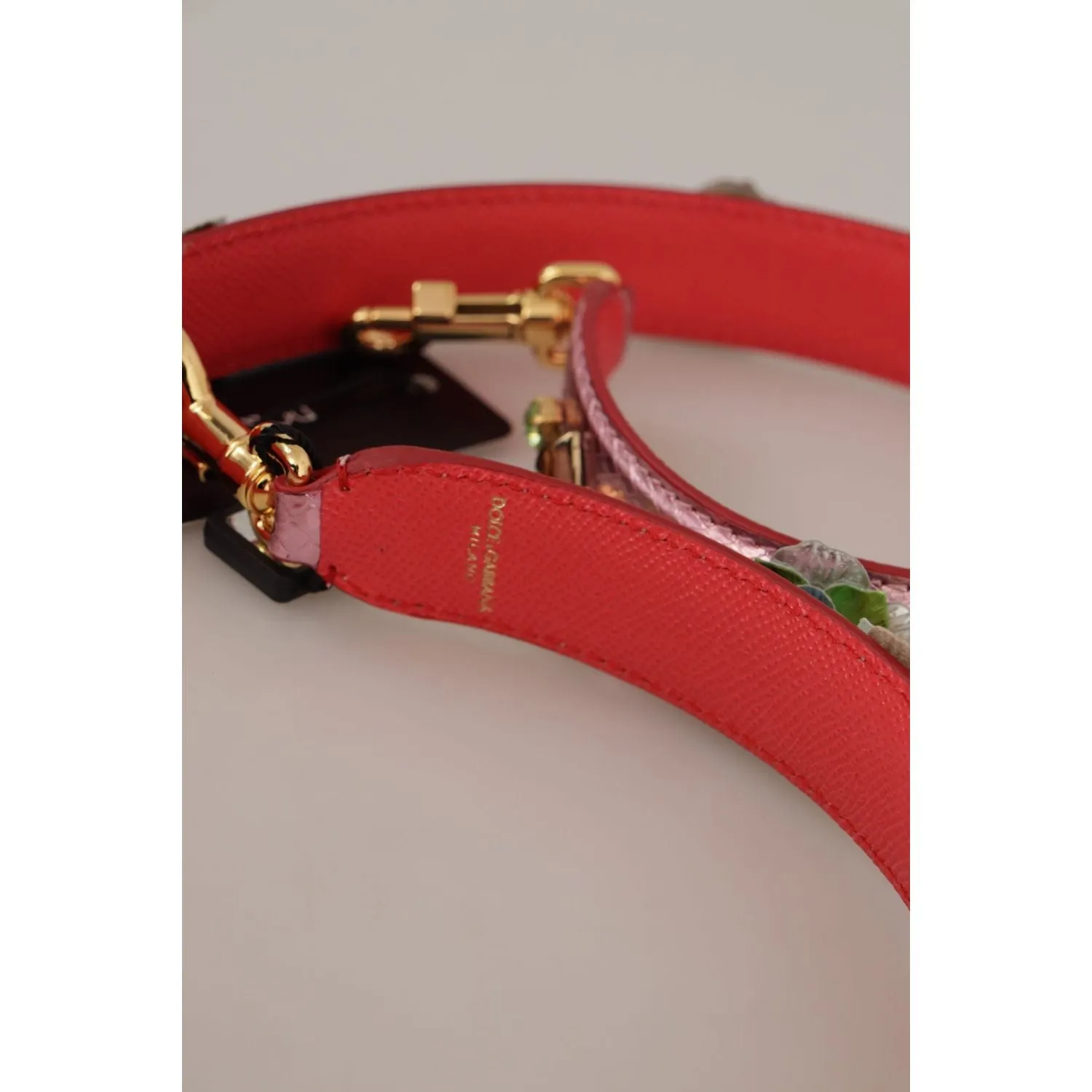 Dolce & Gabbana Elegant Metallic Pink Leather Shoulder Strap