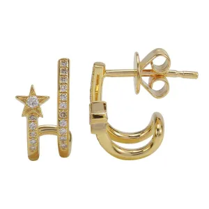 Double Row Diamond Star Huggie Hoop
