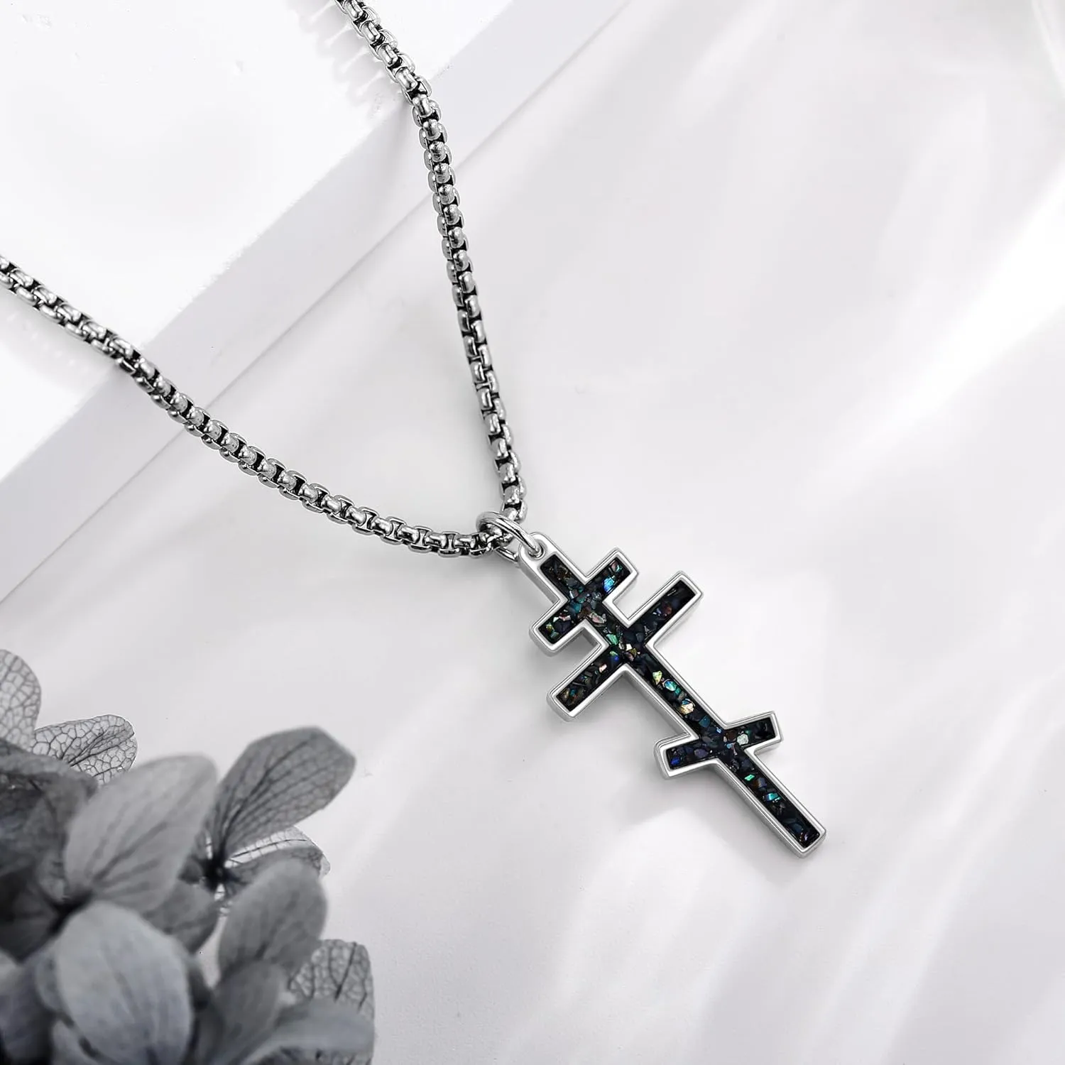 Eastern Orthodox Cross Necklace Sterling Silver Christain Greek Eastern Orthodox Jewelry Gift for Men