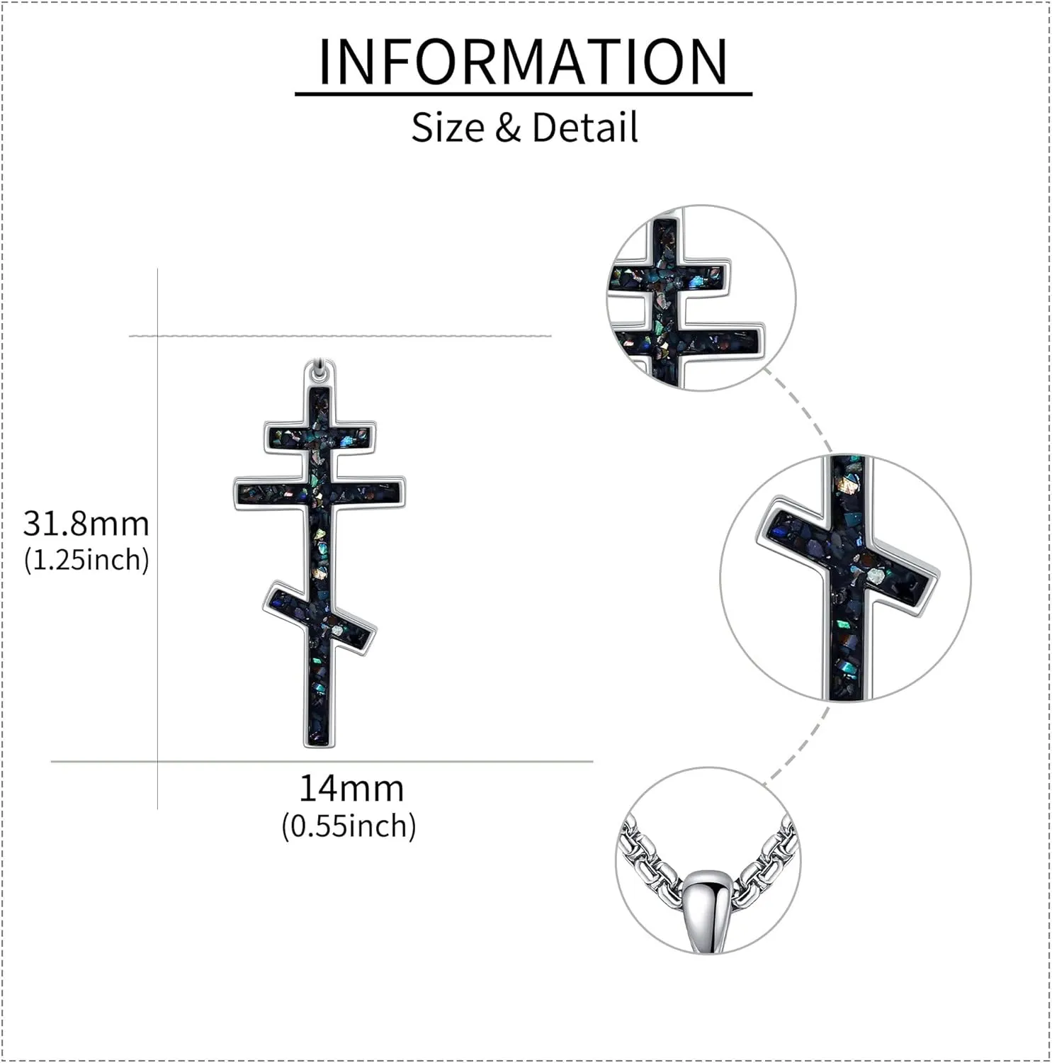 Eastern Orthodox Cross Necklace Sterling Silver Christain Greek Eastern Orthodox Jewelry Gift for Men