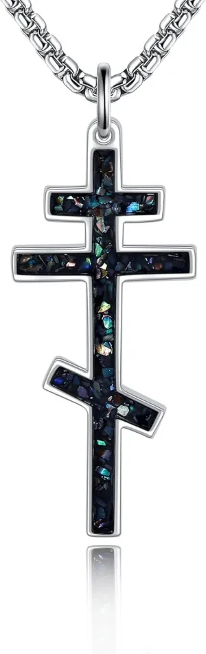 Eastern Orthodox Cross Necklace Sterling Silver Christain Greek Eastern Orthodox Jewelry Gift for Men