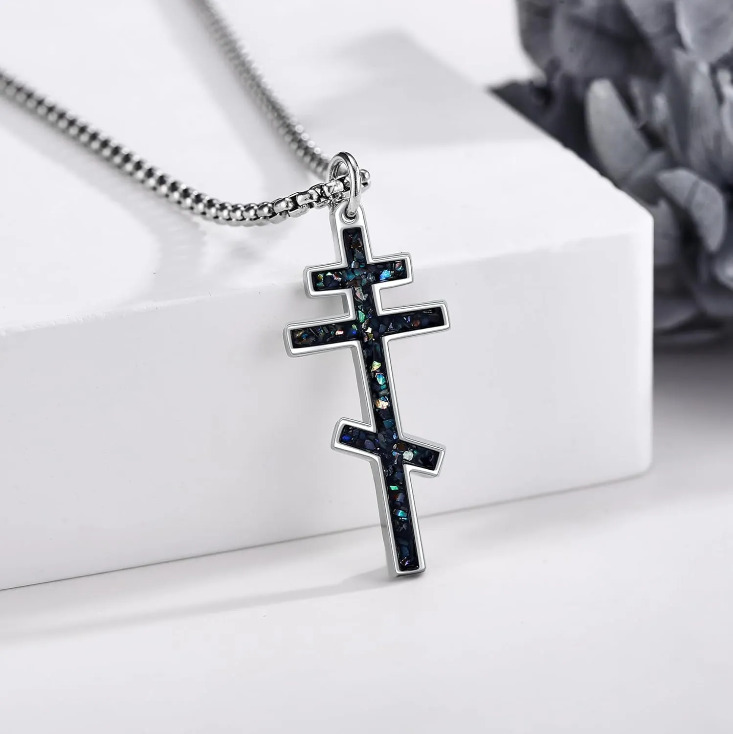 Eastern Orthodox Cross Necklace Sterling Silver Christain Greek Eastern Orthodox Jewelry Gift for Men