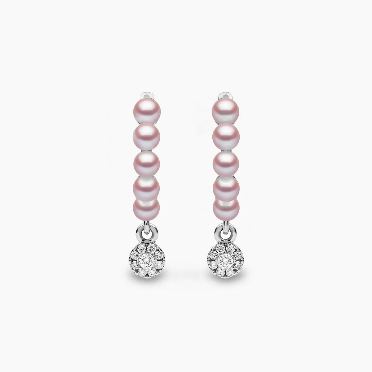 Eclipse 18K Gold Pearl and Diamond Drop Hoop Earrings
