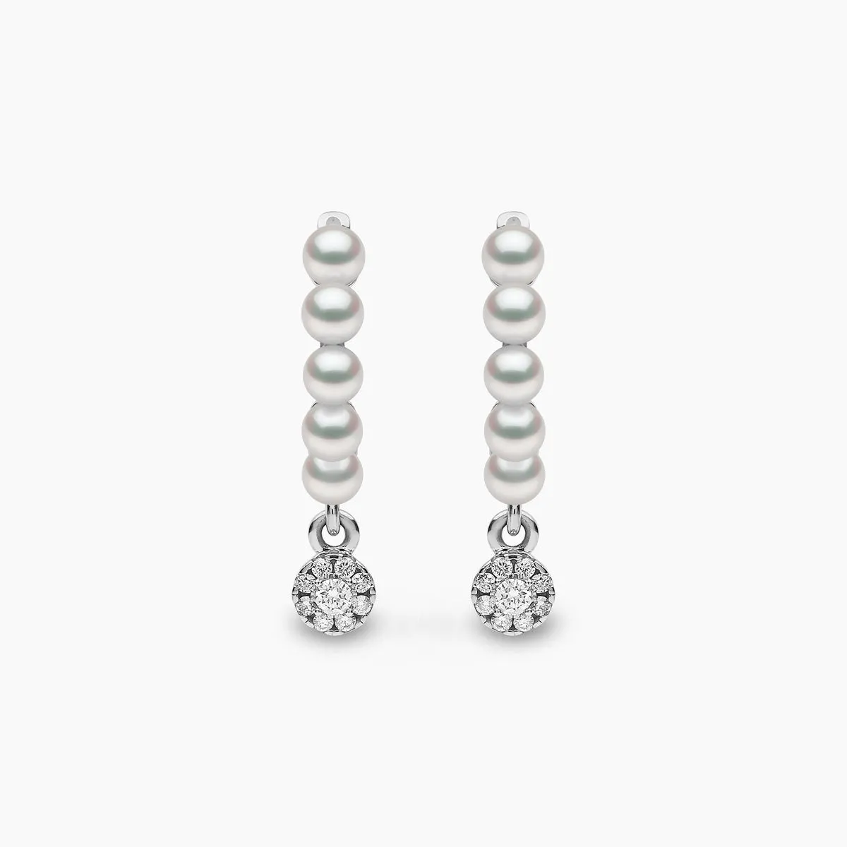 Eclipse 18K Gold Pearl and Diamond Drop Hoop Earrings