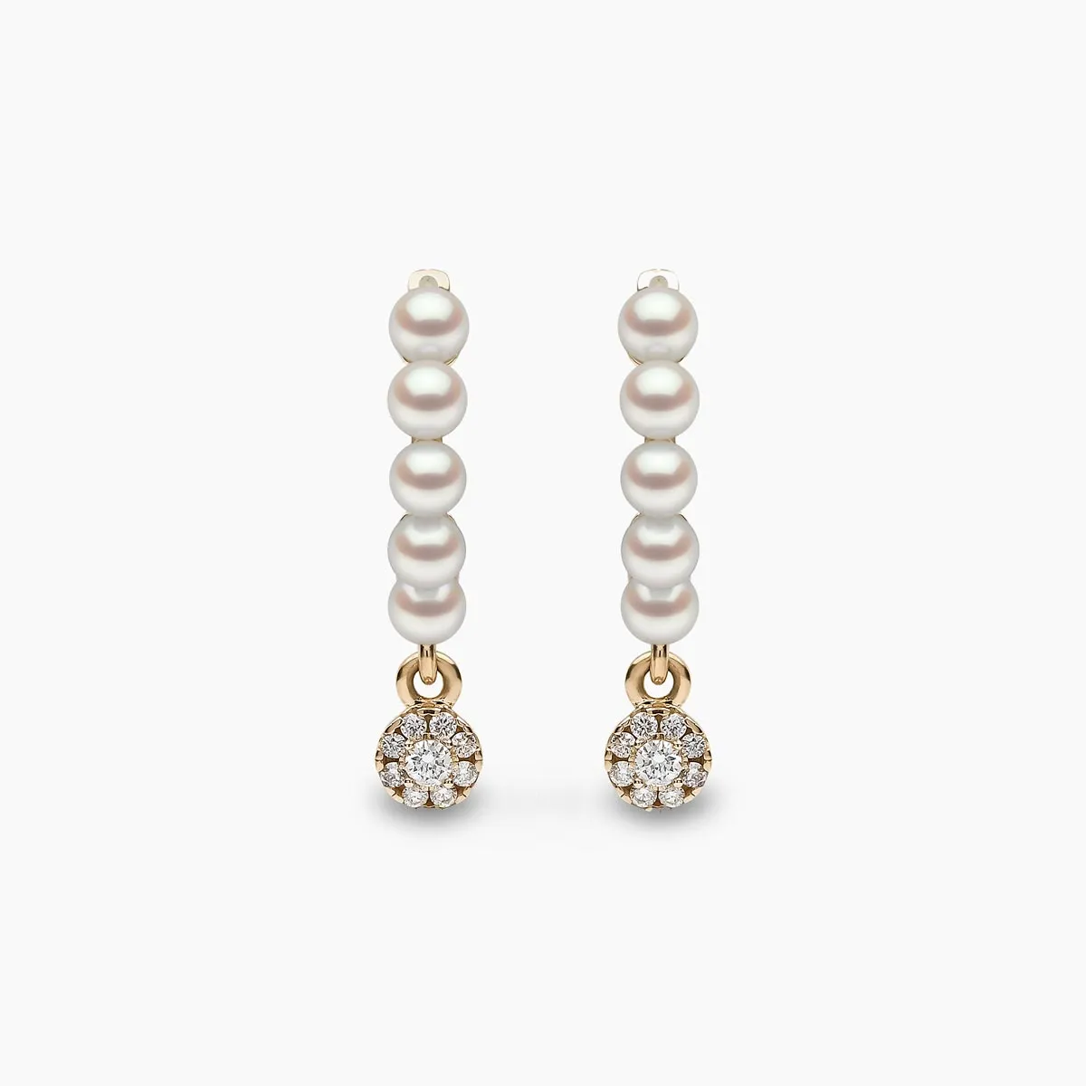 Eclipse 18K Gold Pearl and Diamond Drop Hoop Earrings