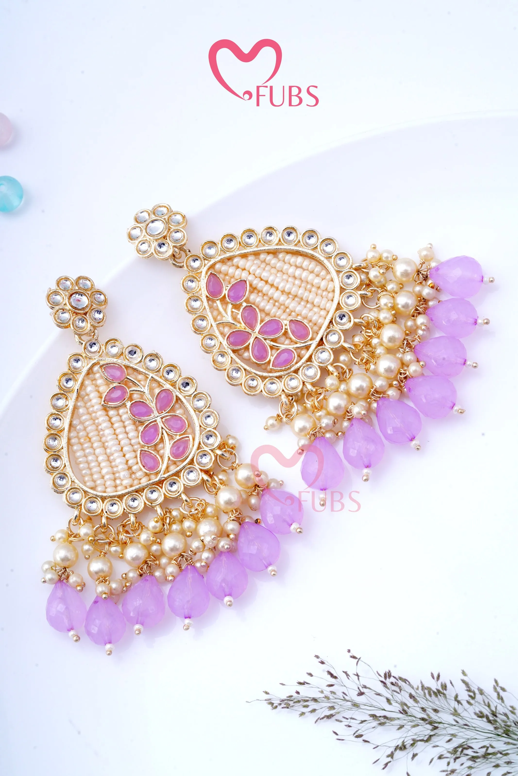 Elegant Leafy Design Party Wear Pearl Drop Earrings