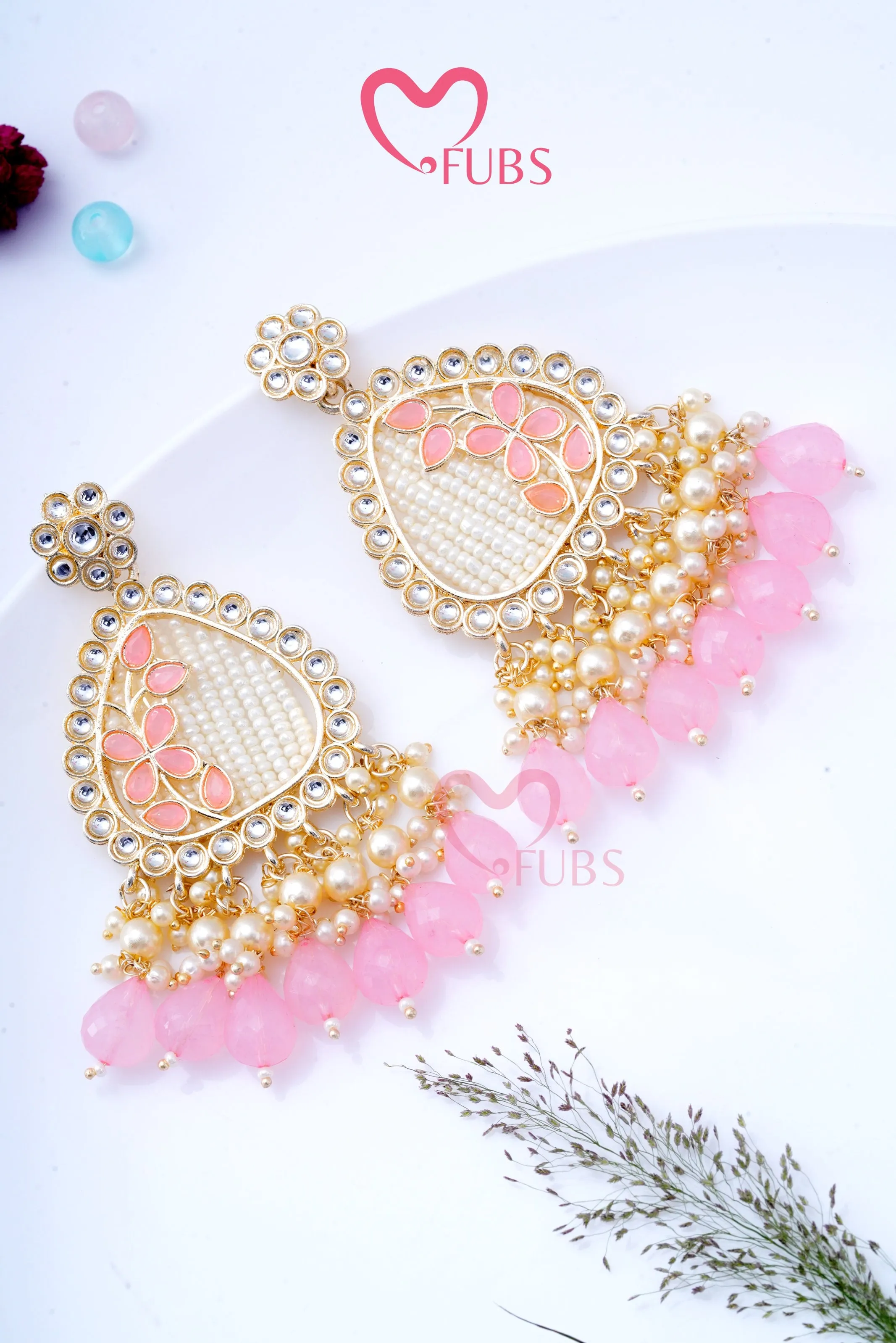 Elegant Leafy Design Party Wear Pearl Drop Earrings