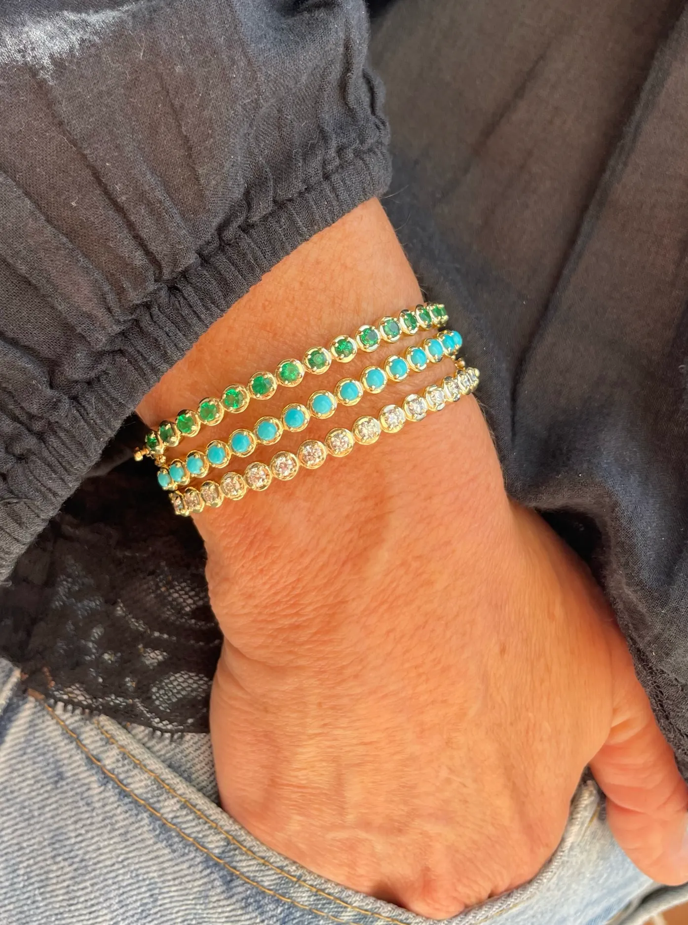 Emerald Cloud Bangle Bracelet