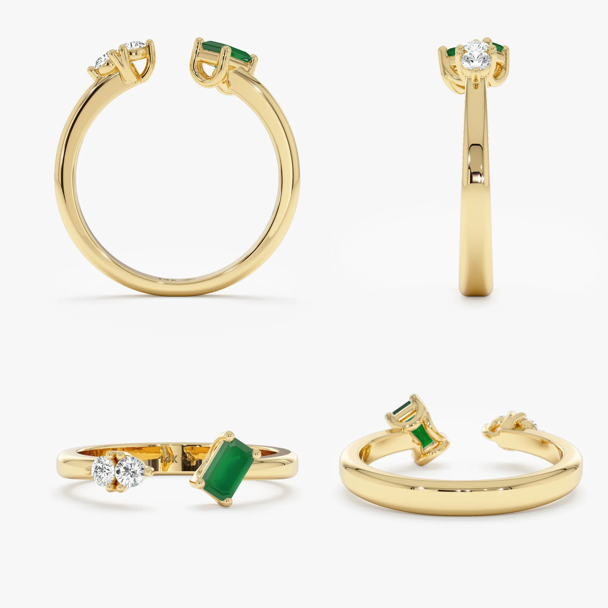 Emerald Diamond Open Ring, Nora