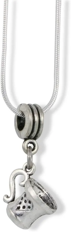 Emerald Park Jewelry Coffee Cup with Heart on the Side Charm Snake Chain Necklace