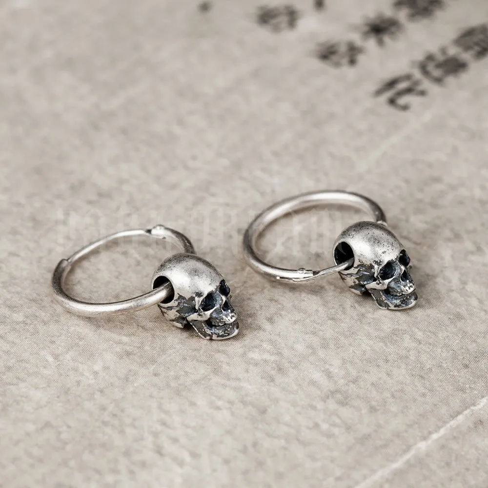 Fashion S925 Silver Retro Skull Gothic Series Hypoallergenic Earrings