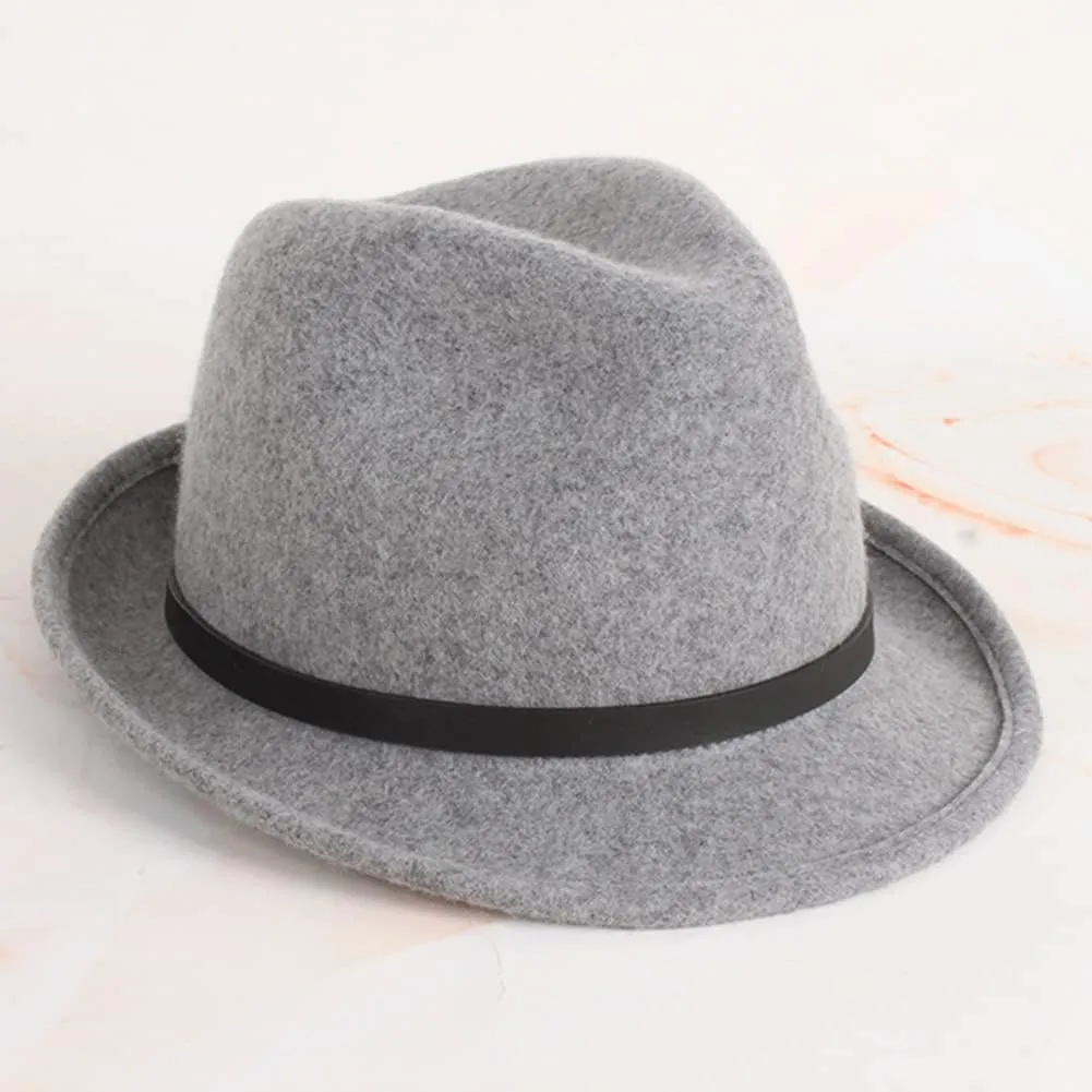 Fedora Hat 100% Wool Felt Classic Panama Hat Wide Brim Hat with Belt for Men Women