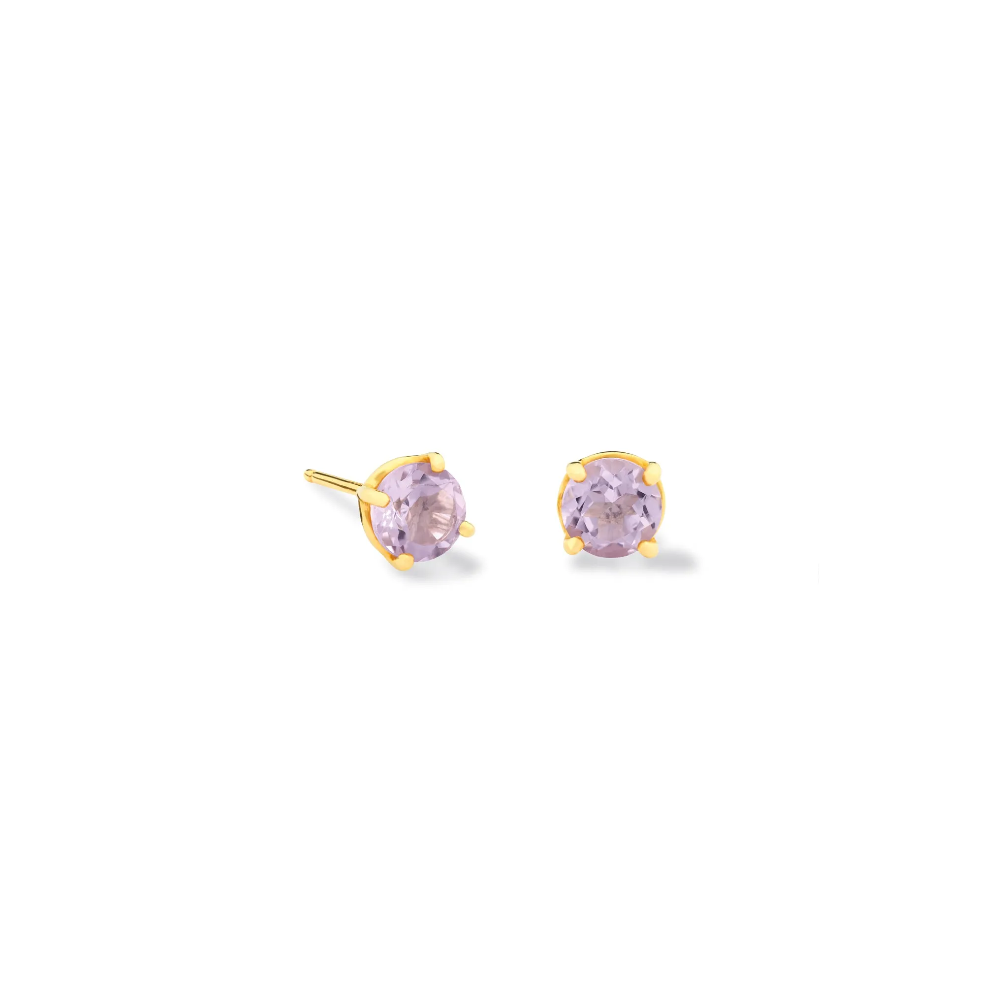Finita Stud Earrings Yellow Gold - Pink Amethyst