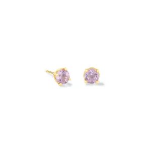 Finita Stud Earrings Yellow Gold - Pink Amethyst