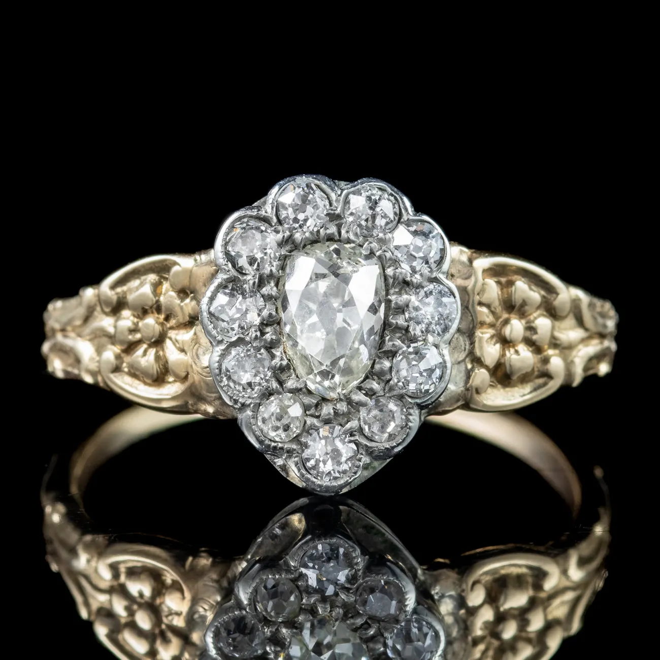 Georgian Style Diamond Cluster Ring 0.80ct Total