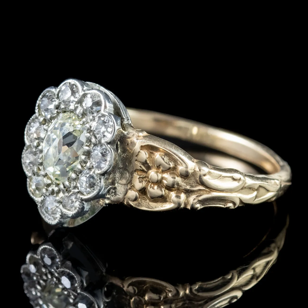 Georgian Style Diamond Cluster Ring 0.80ct Total