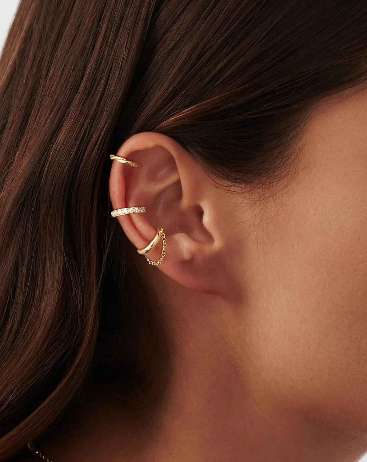 Gold Ear Cuff Earrings for Women Non Piercing, 14K Gold Plated/Silver Cuff Earrings for Women, Hypoallergenic Cubic Zirconia Cartilage Hoop Earring Fashion Jewelry Set
