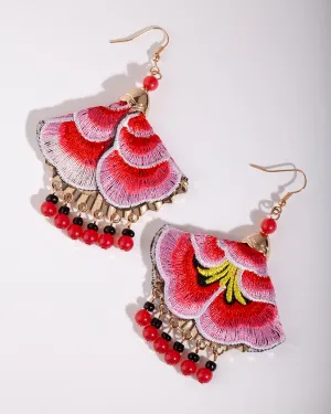 Gold Embroidered Flower Earring