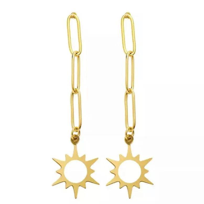 Gold Star Dangle Earrings for Women