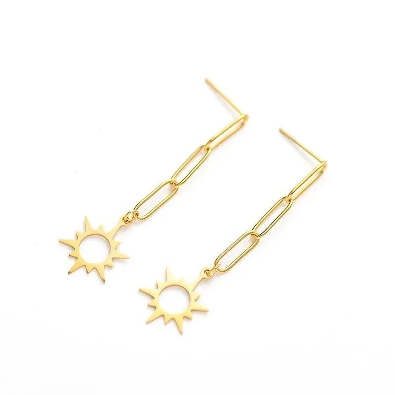 Gold Star Dangle Earrings for Women