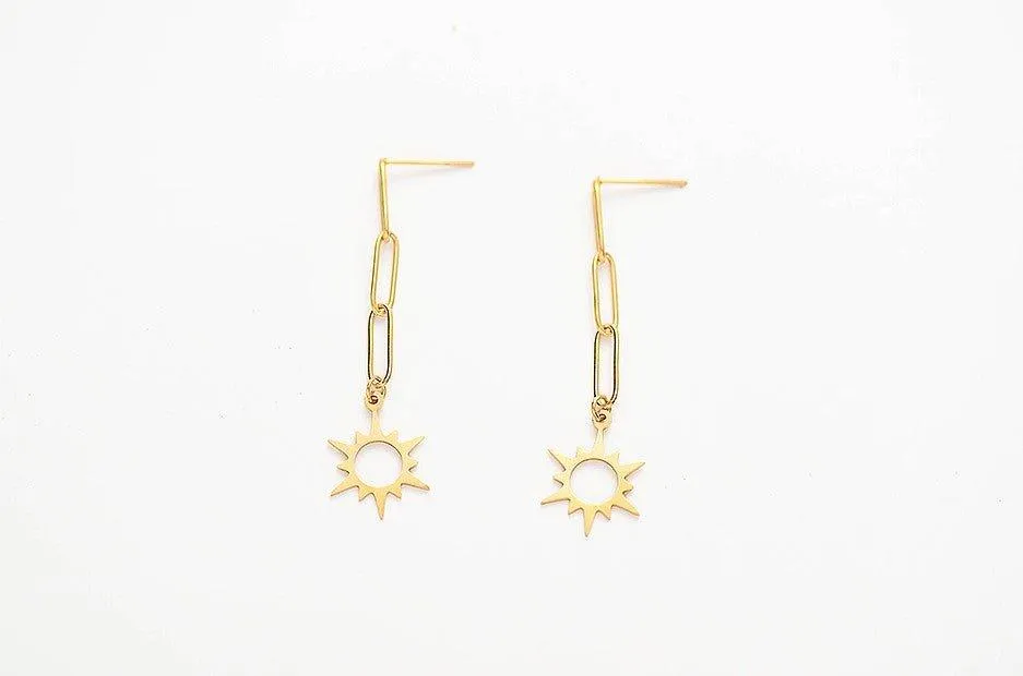 Gold Star Dangle Earrings for Women