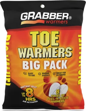 Grabber Warmers Big Pack Adhesive Toe Warmers, 8 Pairs,Tan,TWES8DISPLAYUSA