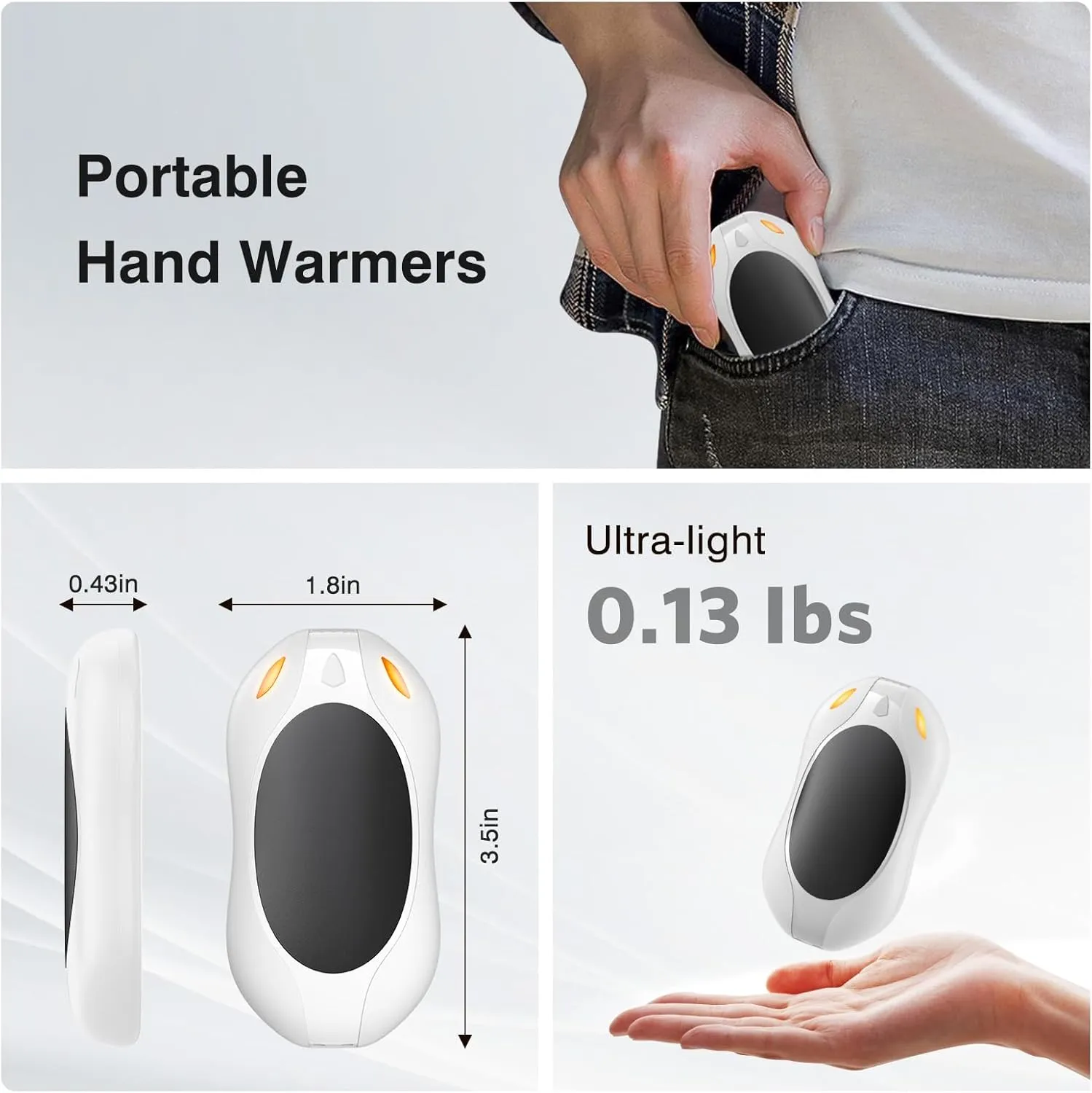 Hand Warmers Rechargeable 2 Pack: Portable Electric Hand Warmer 2 in 1 Magnetic Reusable Heater Pocket Gifts for Men Women Outdoor Camping Golf Hunting Gift