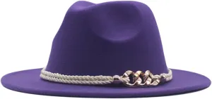 Hat Fedora Classic Wide Belt Floppy Wool Womens Hat Panama Buckle Baseball Caps Caps 47 Purple