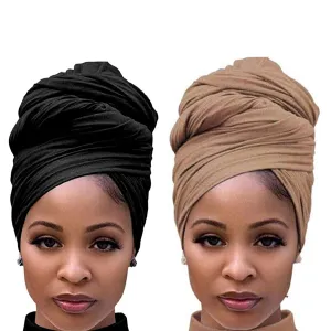 Head Wraps for Women Large Headband Turban Scarf for Black Hair band African Stretch Jersey Turban Hair Band