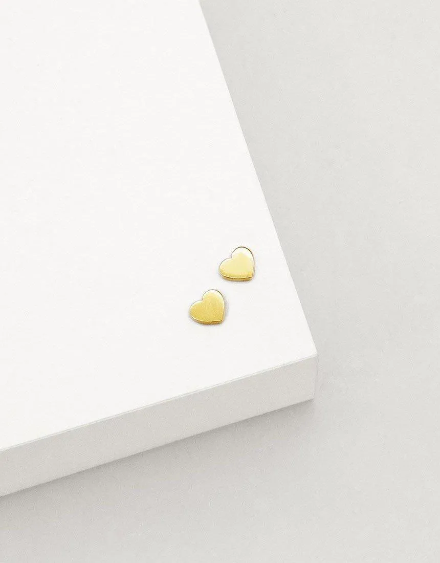 Heart Stud Earrings - Gold Plated