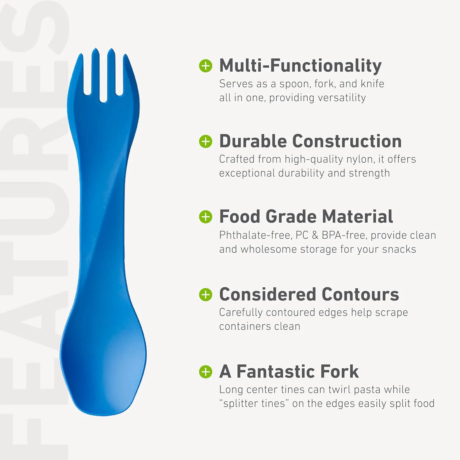 humangear GoBites Uno | Travel & Camping Utensils | Portable & Convertible Dining Ware | Multi-Functional Spork, Dark Blue