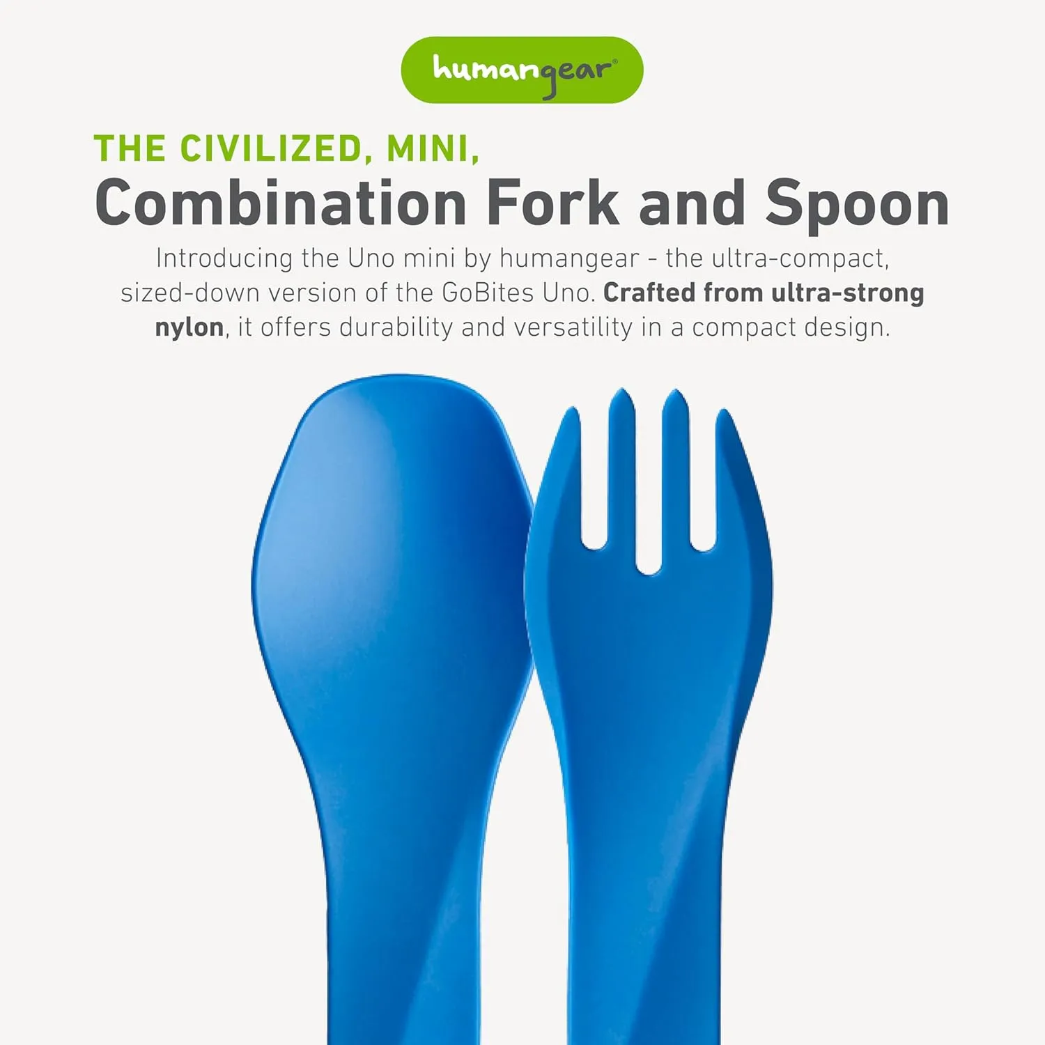 humangear GoBites Uno | Travel & Camping Utensils | Portable & Convertible Dining Ware | Multi-Functional Spork, Dark Blue