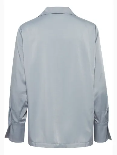 Idonna Satin shirt - Pebble Blue